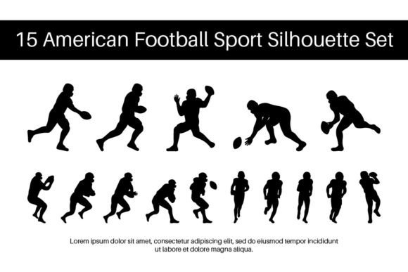 15 American Football Silhouette Set: Graphics for Crafts & Sport Brands