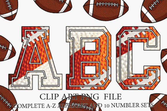 American Football Alphabet Sublimation Graphics for Crafts