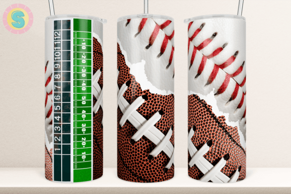 Baseball and Football Print Tumbler Wrap: Graphics for Sports Crafts