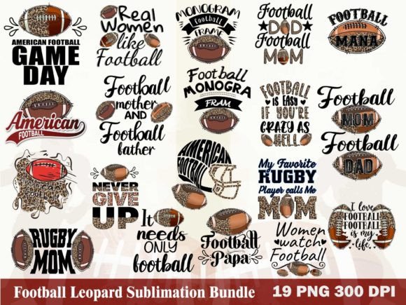 Football Leopard Sublimation Bundle: Graphics for Crafts