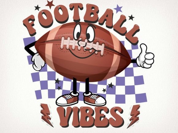 Football Vibes PNG Sublimation Retro Graphics for Crafts