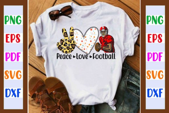 Peace Love Football Sublimation 5 Graphics for Crafts